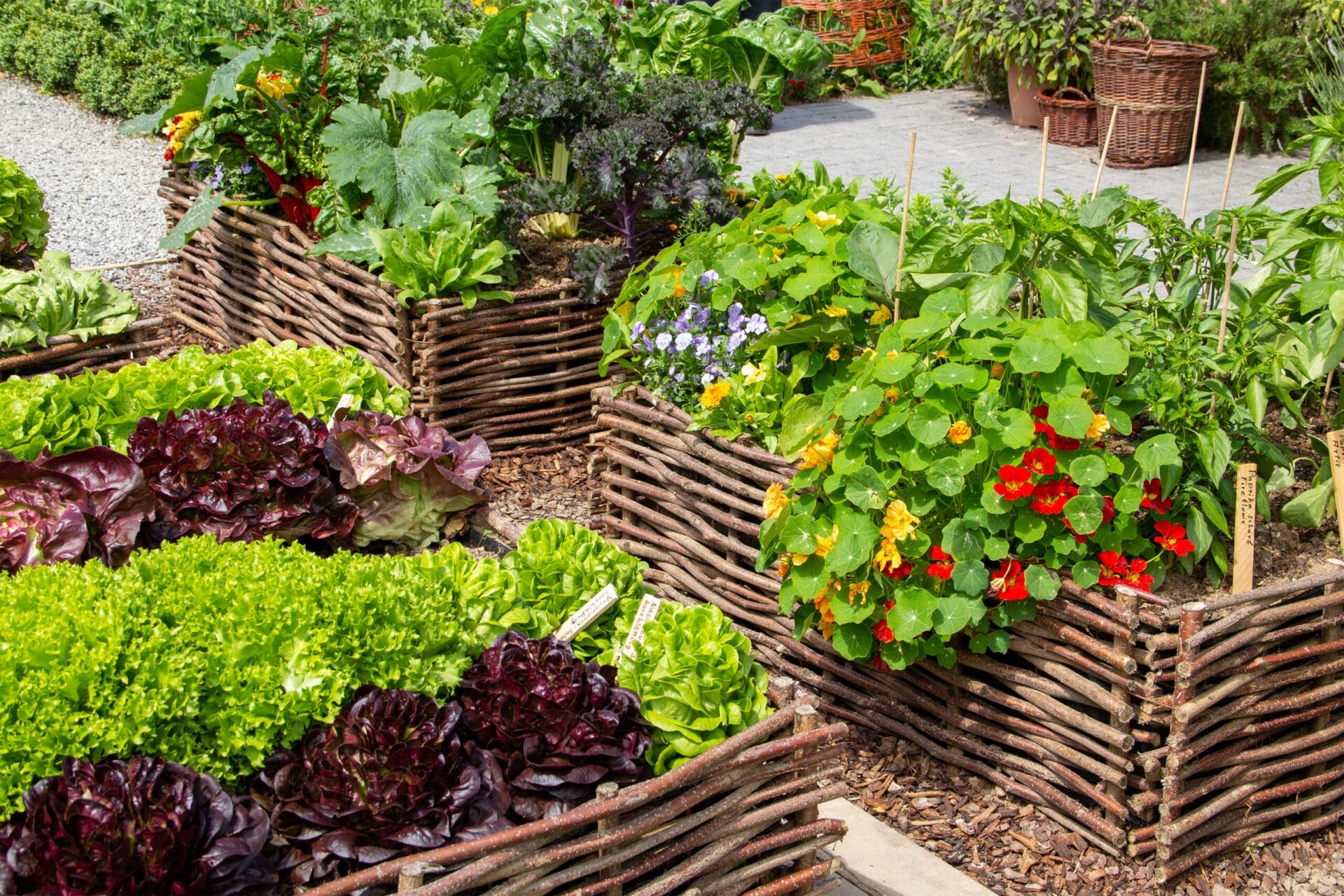 Woven raised garden beds 