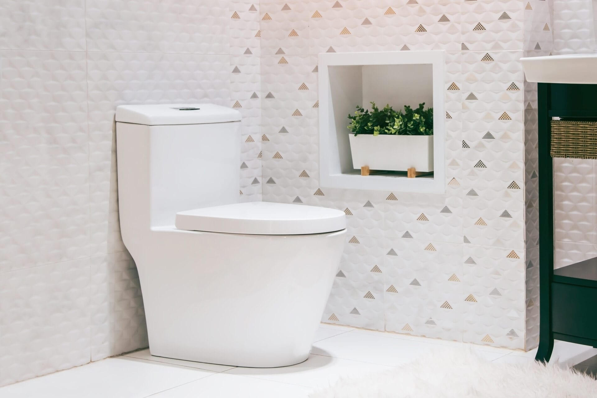 Toilet in modern bathroom.