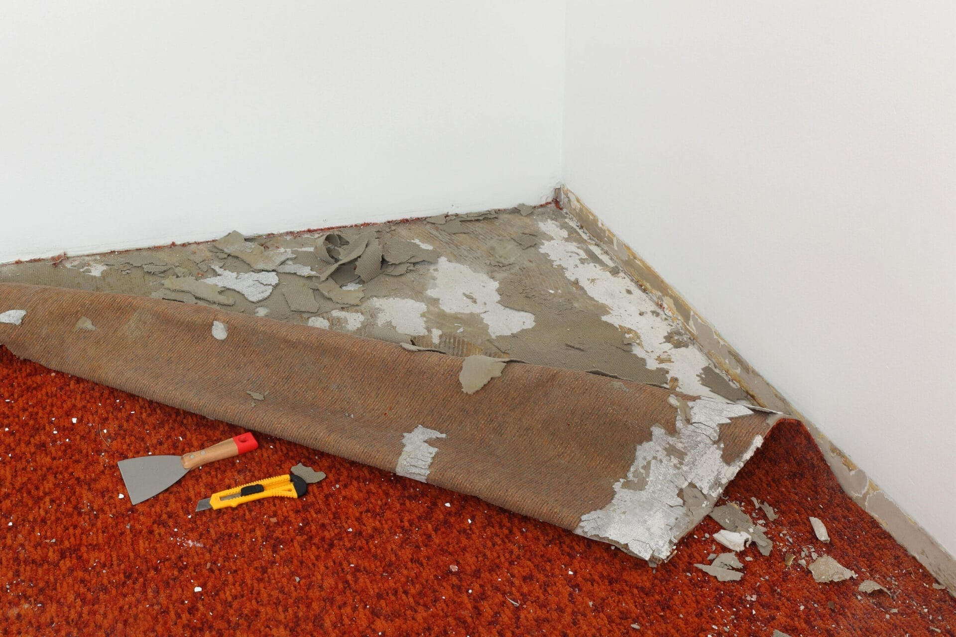 Carpet being removed.