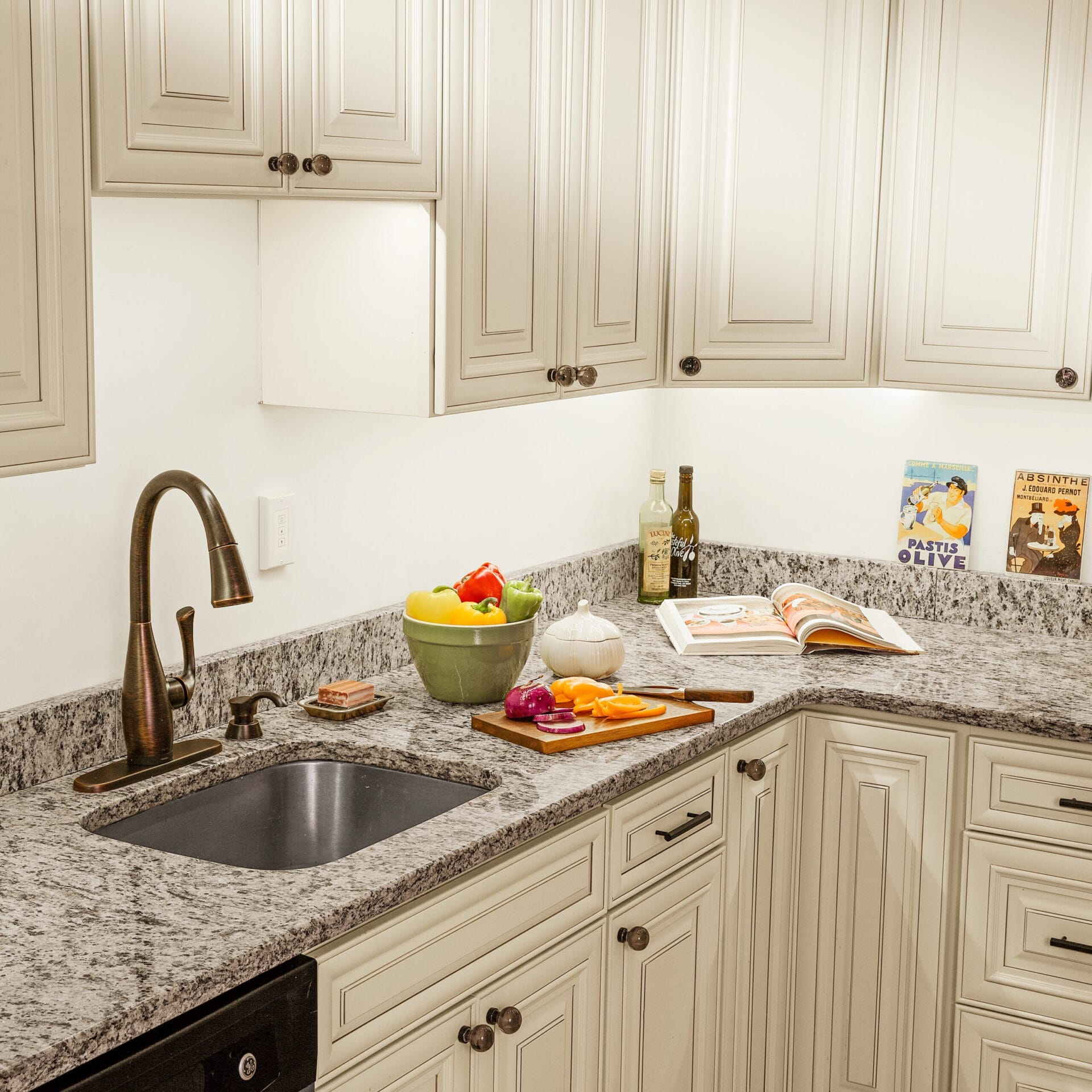 kitchen cabinets with undercabinet LED lighting
