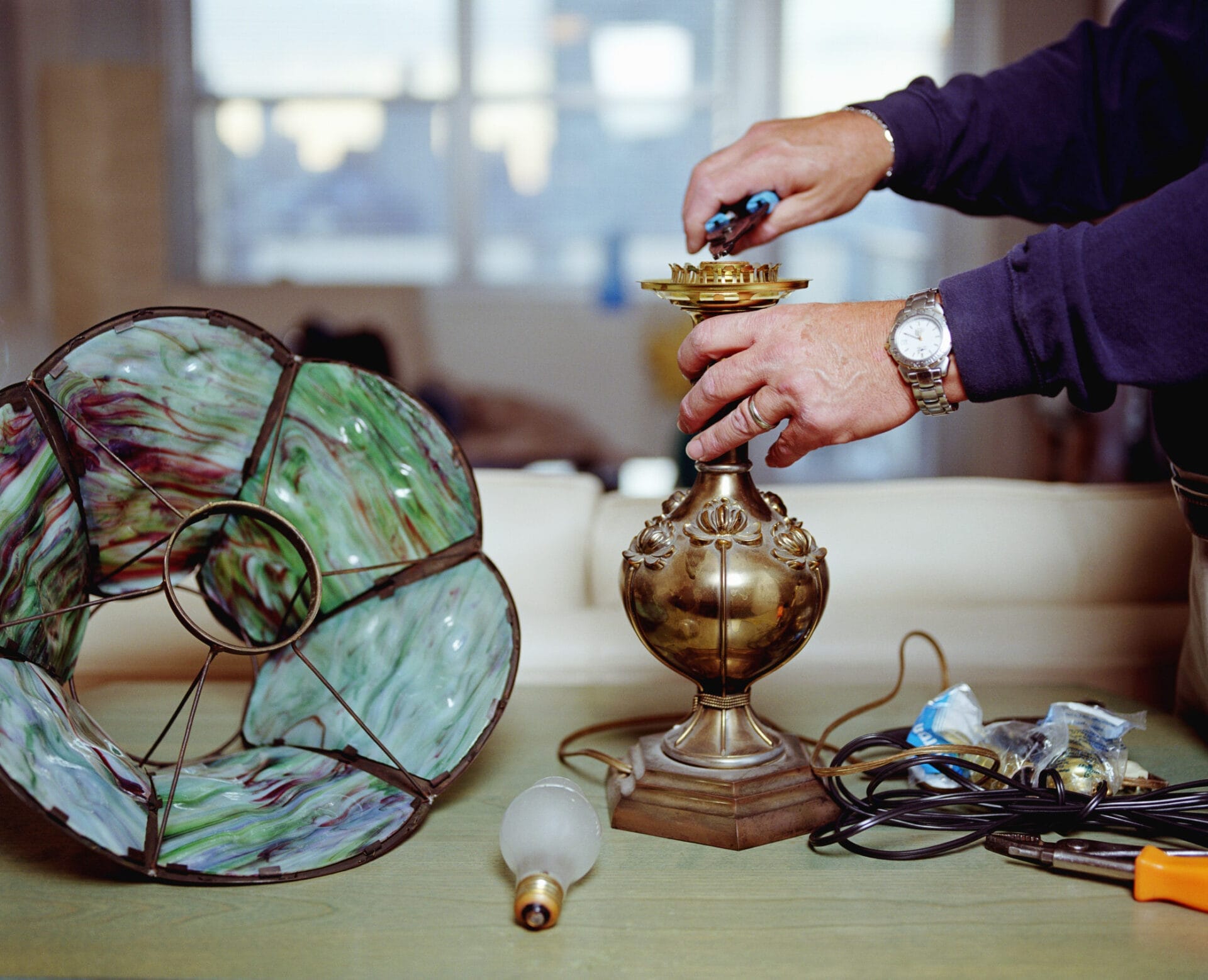 Rewiring a lamp