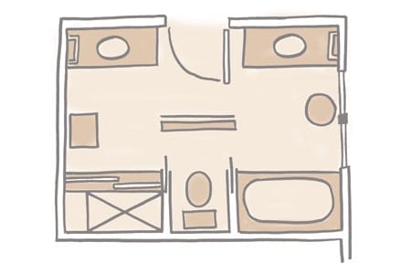 Diagram of a shared bathroom