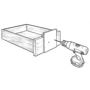 Illustration of a drill and a drawer.