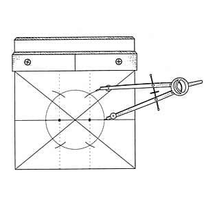 Illustration of using a compass to find the holes.