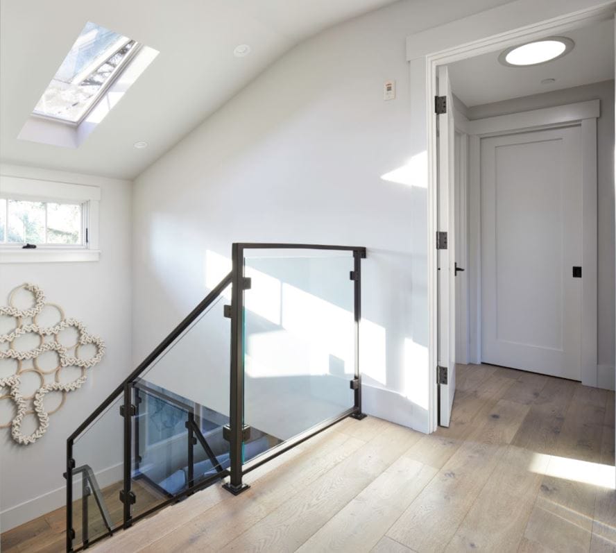 Stairwell with a sun tunnel.