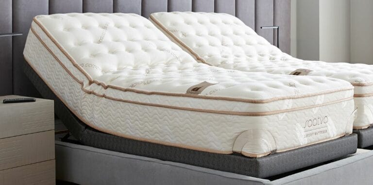 Saatva mattress on a lineal adjustable base.
