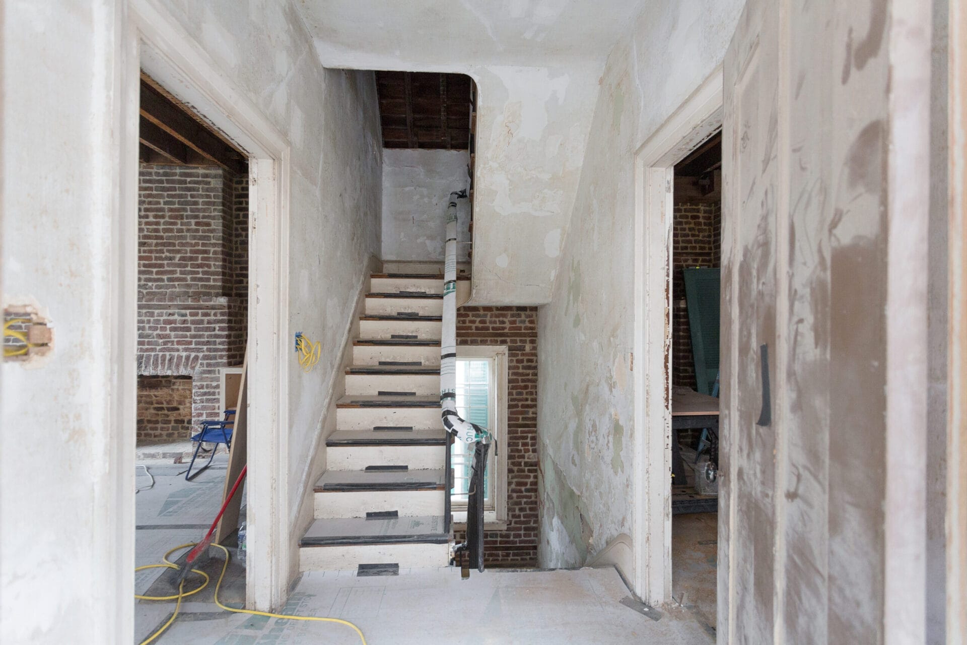 An interior staircase.