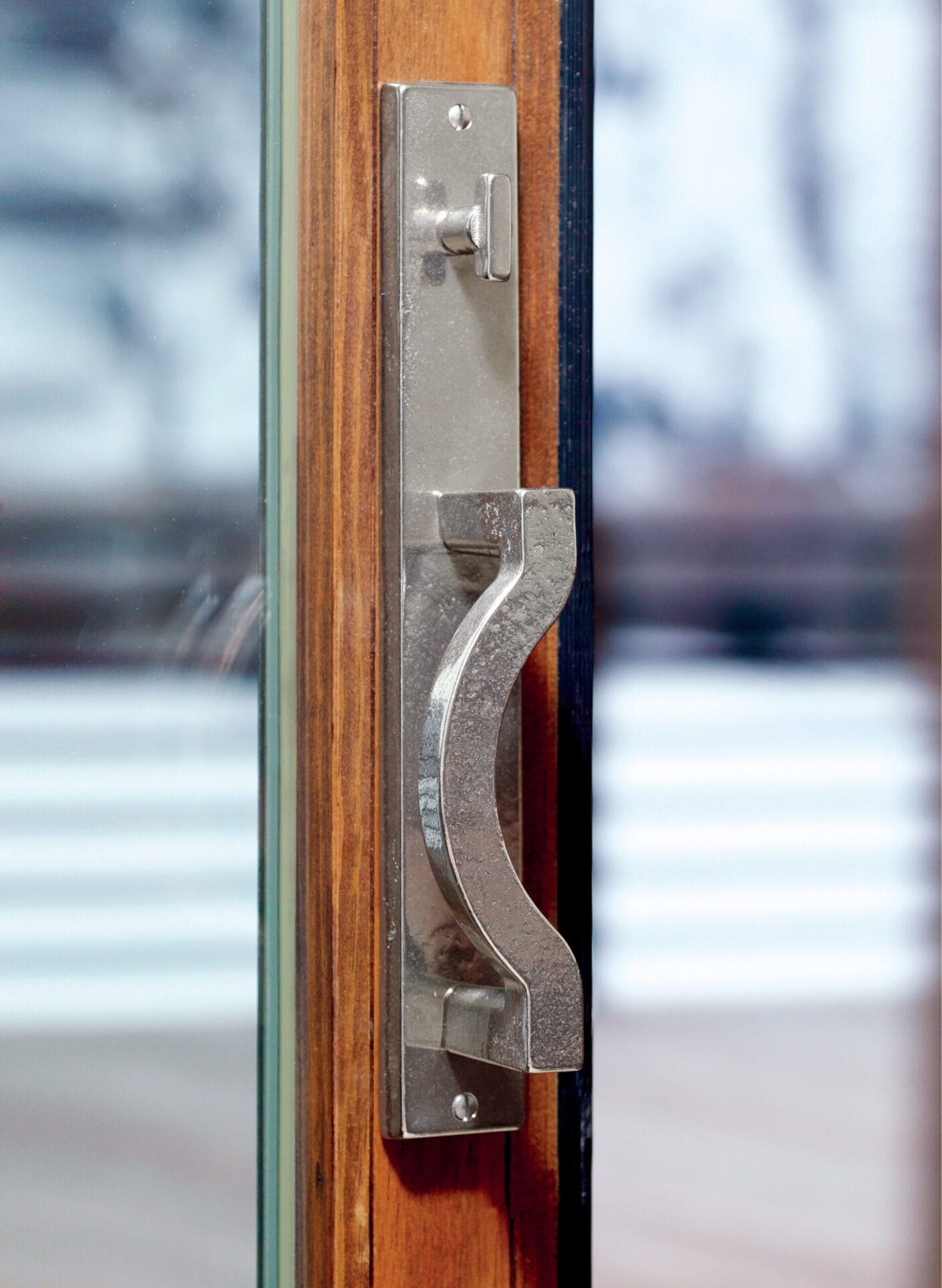Pull handle on a French door.