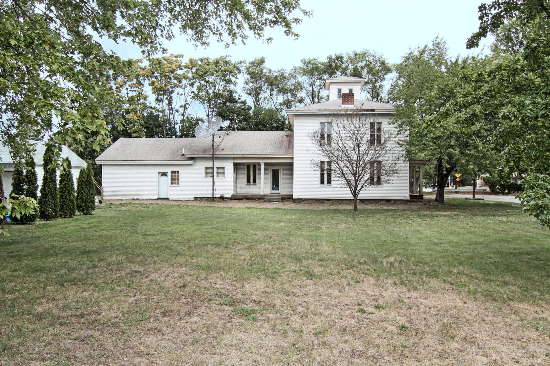 A rear exterior view of the house.