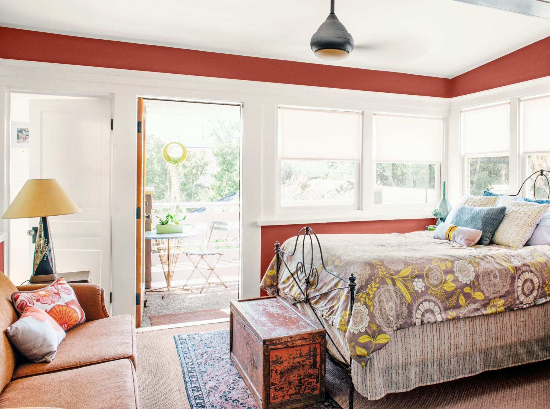 Master bedroom with natural lighting from windows.