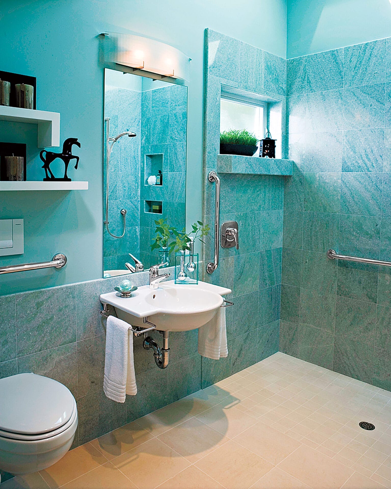 A bathroom designed for accessibility.