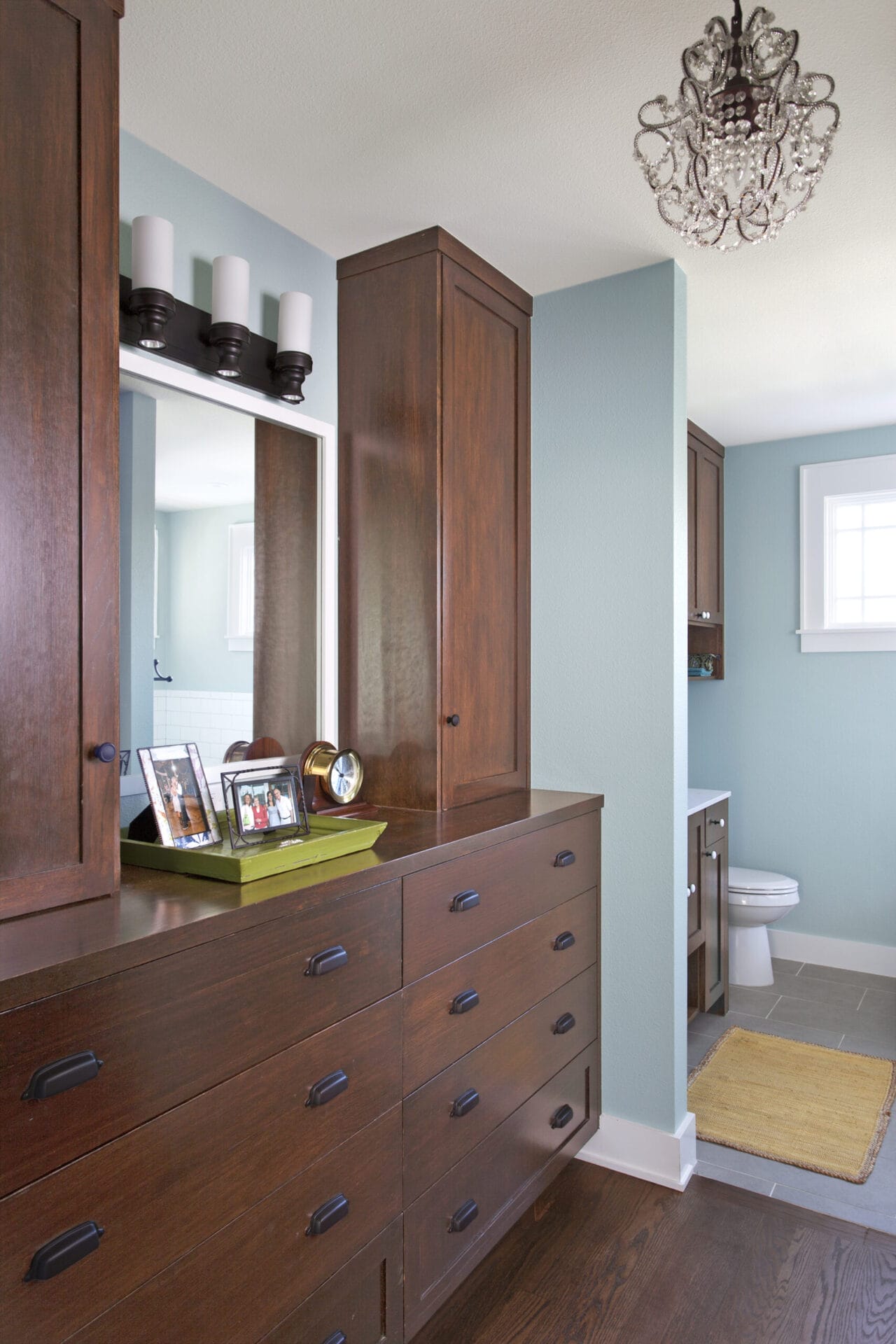 Built-in cabinets in the dressing area.