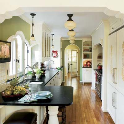 Fern green kitchen walls.