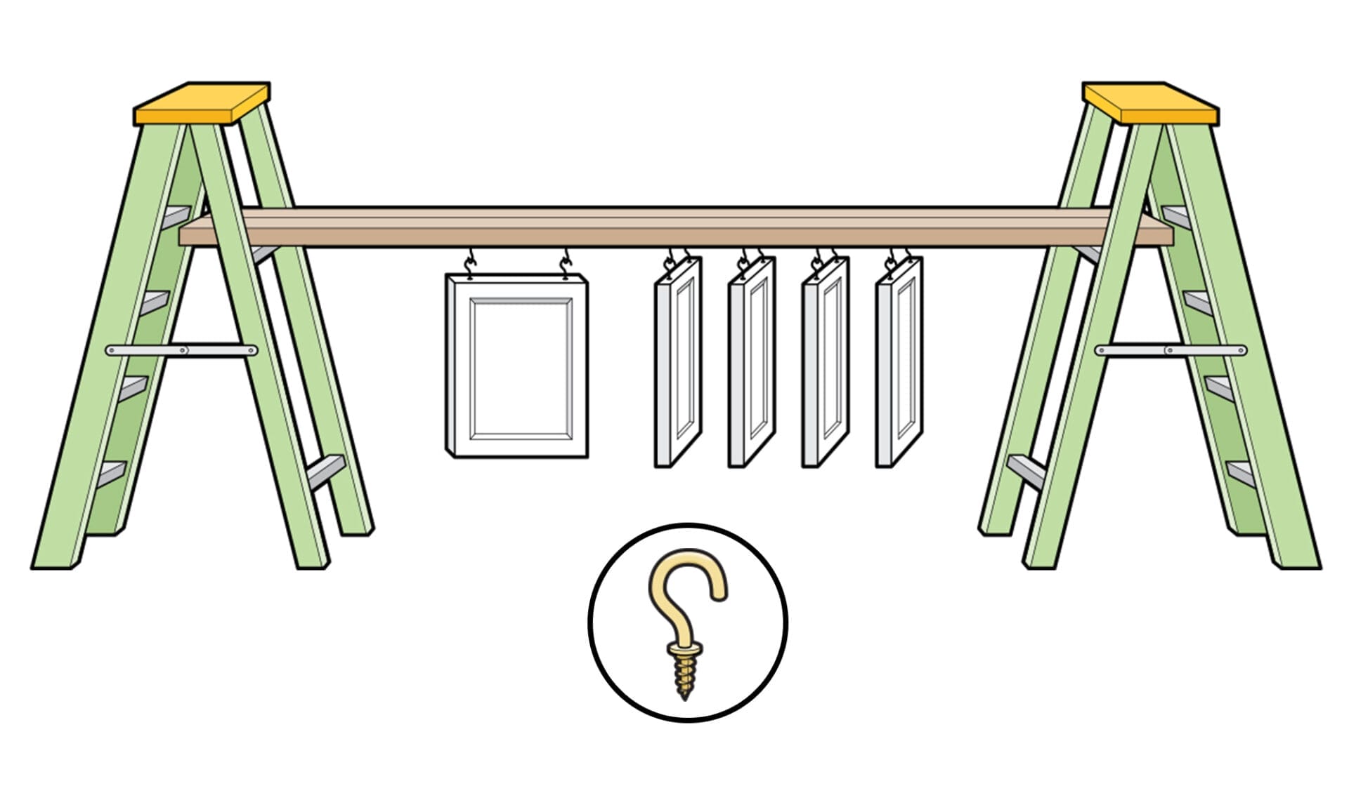 A DIY cabinet painting station.