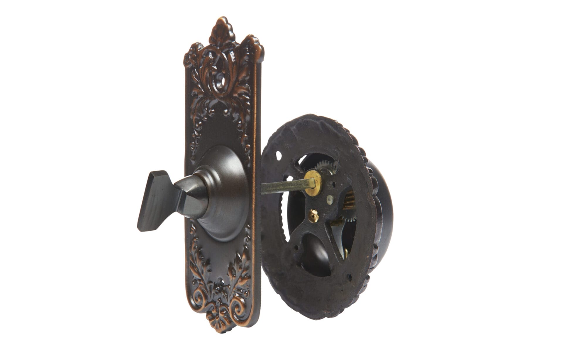 Solid brass twist doorbell with vintage design.