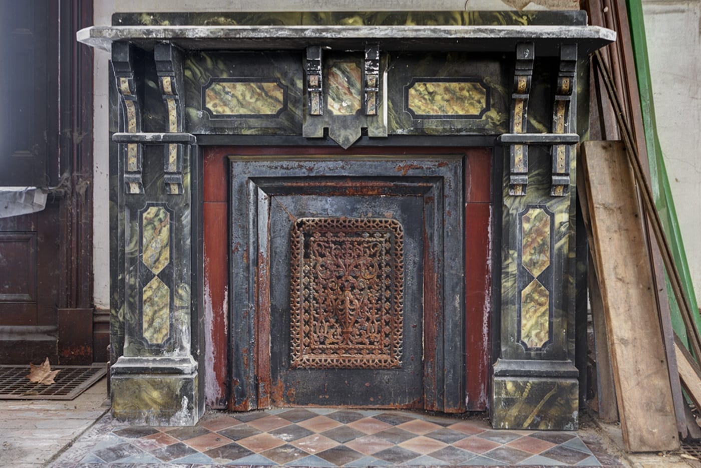 Painted slate mantel