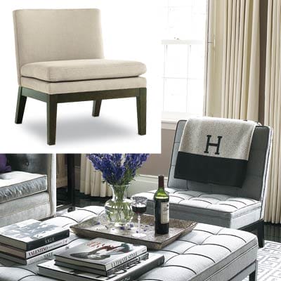 Upholstered Slipper chair.