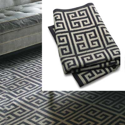 Greek Key graphic rug.