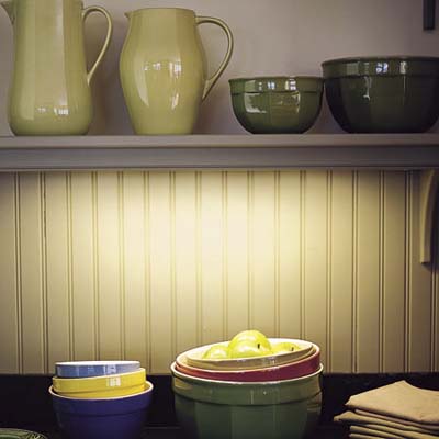 lighting under a kitchen shelf