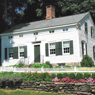 A white saltbox house.