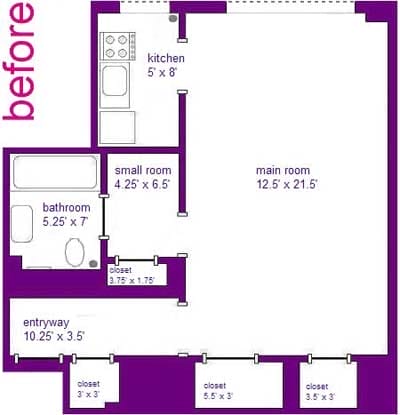 Floor plans for the apartment before renovating