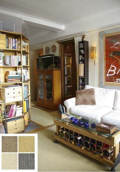 Wall-to-wall storage in the living room