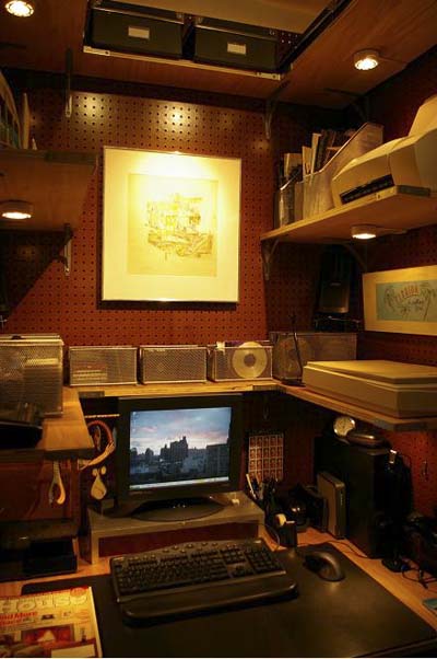 A small home office space