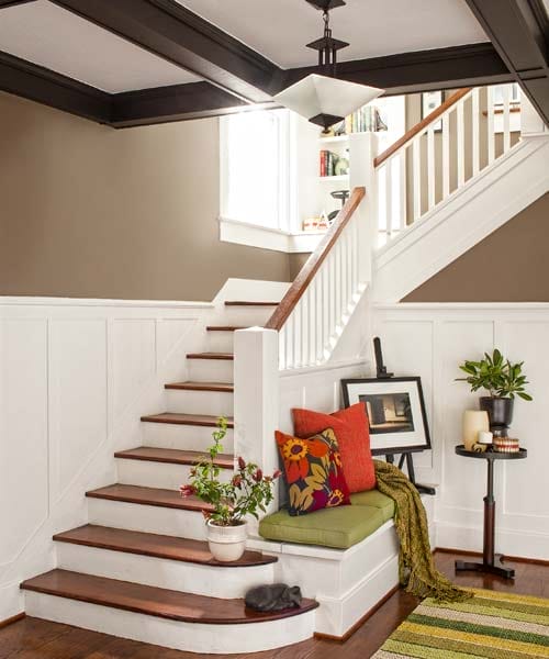 A wooden staircase