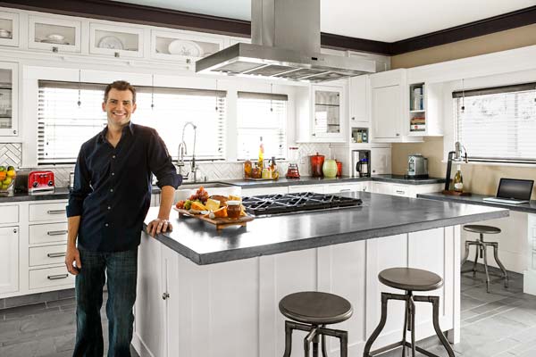 Homeowner Aaron Cover in his kitchen