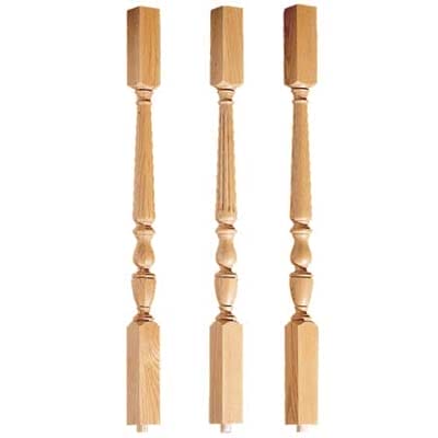 Turned stair balusters from 1800s collection showing period architectural elements.