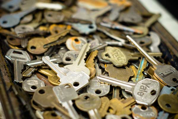 A pile of different house keys.