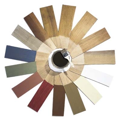 Color wheel showing different stain options.
