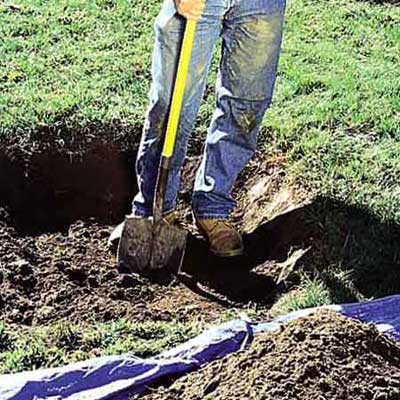 Someone digging a hole