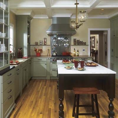 Green color scheme kitchen.