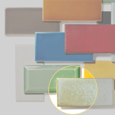 Blue subway tile with stone-like finish from varied kiln temperatures.