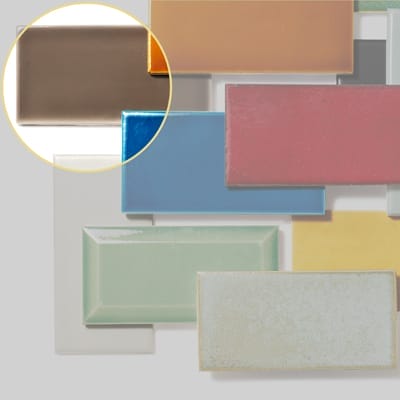 Sable-colored subway tile.