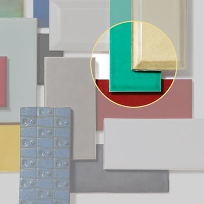Teal subway tile with Art Deco-inspired glossy finish.