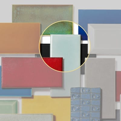 Ice blue subway tile sample with glossy finish for bathrooms.