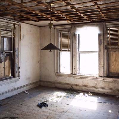 First-floor middle room designated for new kitchen installation.