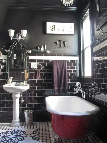 A small black bathroom.