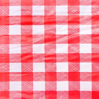 A red and white checkered tablecloth