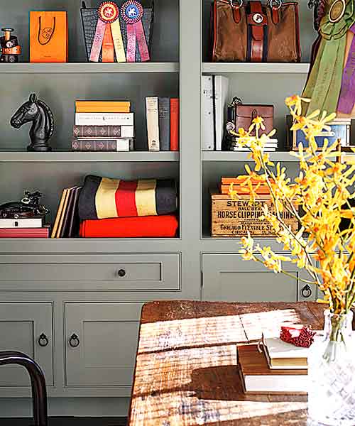 a fiberboard cabinet and shelving system that is painted