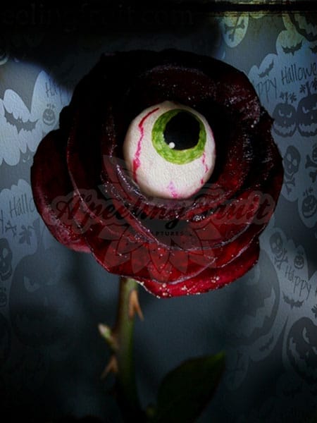 Image of a halloween decoration spooky flower made of vegetables