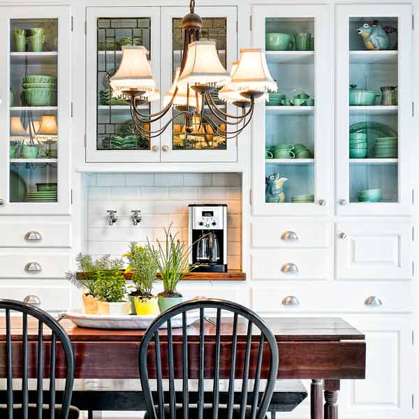 Image of a built-in coffee station, which can make entertaining at your home easier