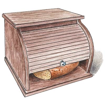 Rolltop oak bread box