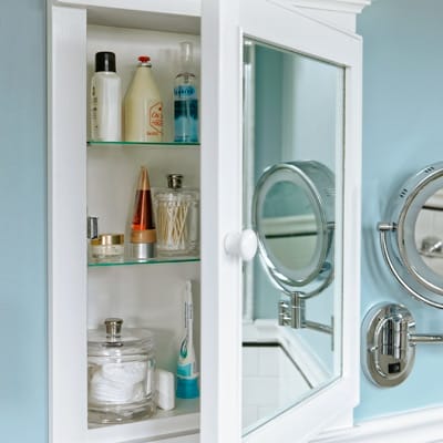 Recessed medicine cabinet.