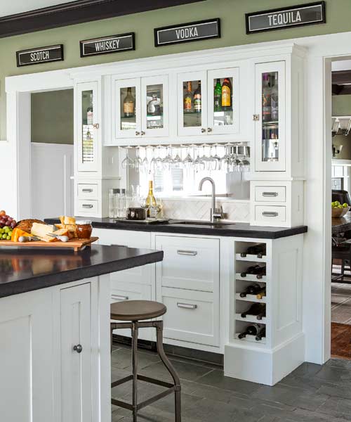 Image of an all-access built-in bar, which can make entertaining at your home easier