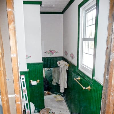 Before photo of the bathroom.