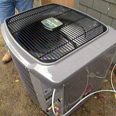 AC unit being maintained.