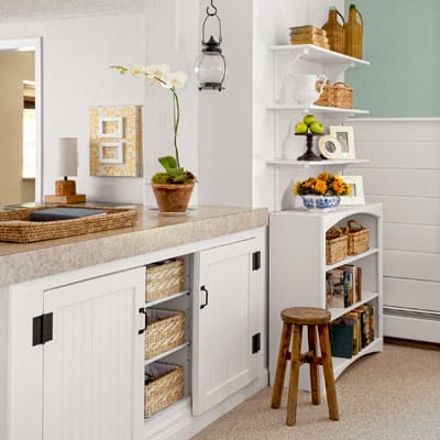 Interior room with built-in storage.